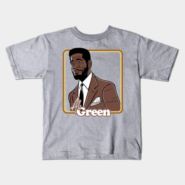 Al Green / Retro Aesthetic 70s Soul Fan Design Kids T-Shirt by DankFutura